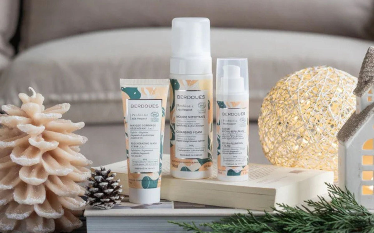 Gamme Probiotic Age Respect Berdoues, soins visage aux probiotiques pour une peau équilibrée et éclatante.